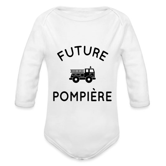 Body Bébé bio manches longues - Future pompière - blanc