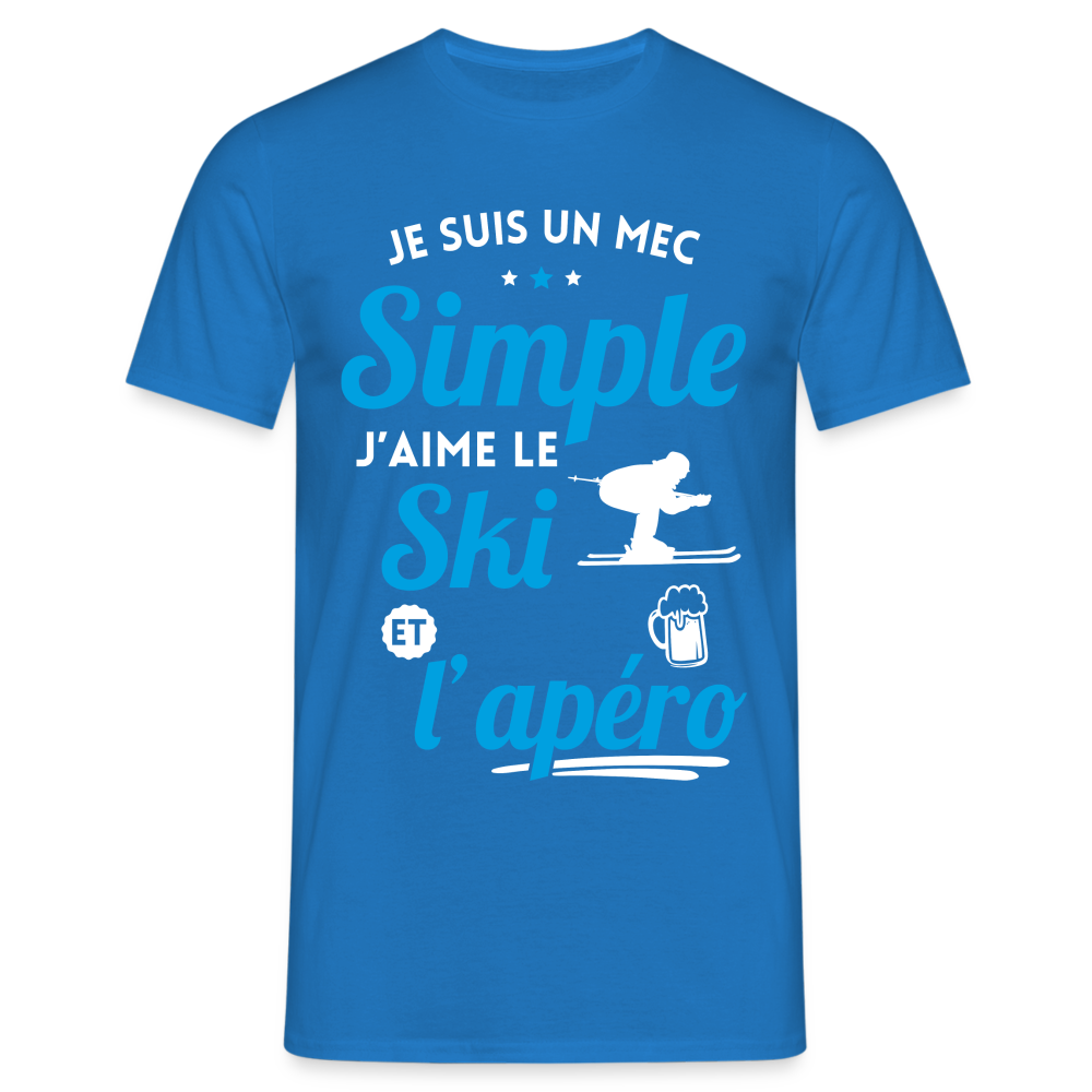 T-shirt Homme - J'aime le ski et l'apéro - bleu royal