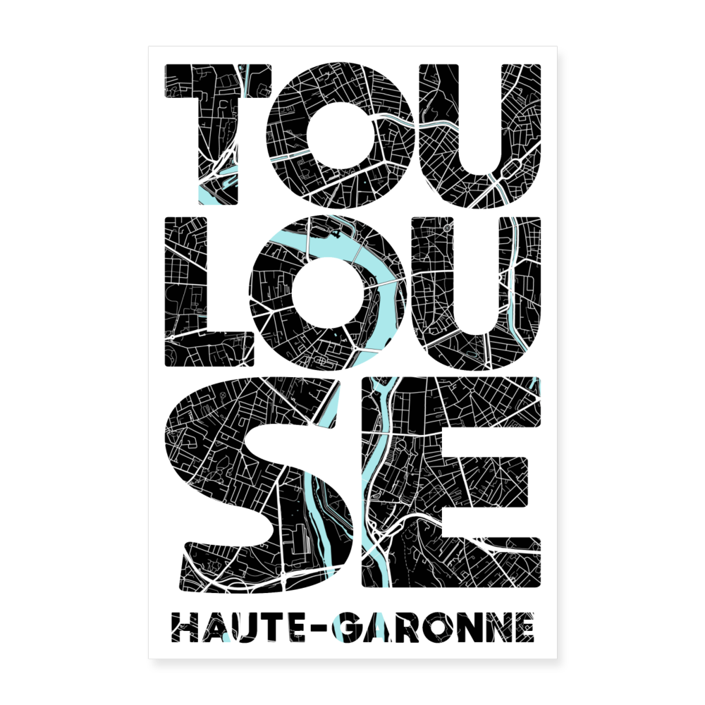 Poster Toulouse - Plan Toulouse - 60 x 90 cm - blanc