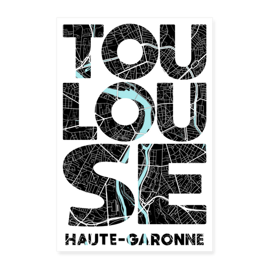 Poster Toulouse - Plan Toulouse - 60 x 90 cm - blanc