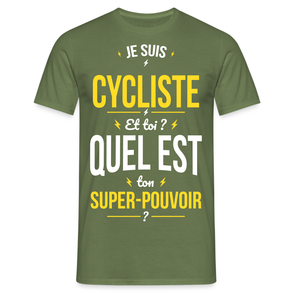 T-shirt Homme - Je suis cycliste - Super-pouvoir - vert militaire