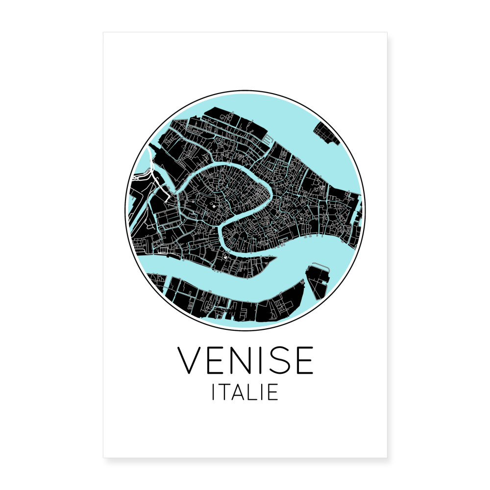 Poster Venise - Plan Venise - 40 x 60 cm - blanc