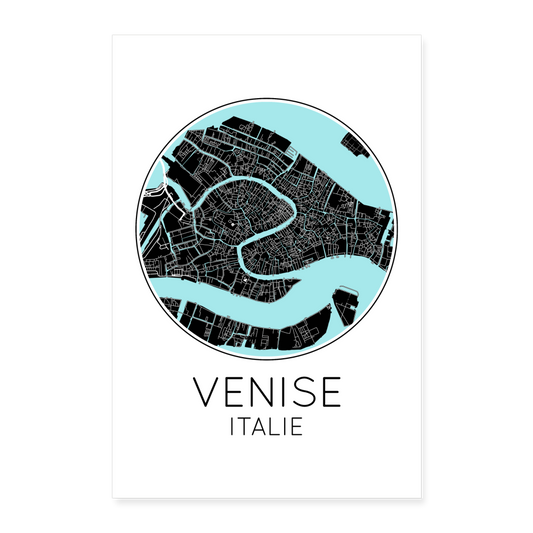 Poster Venise - Plan Venise - 40 x 60 cm - blanc