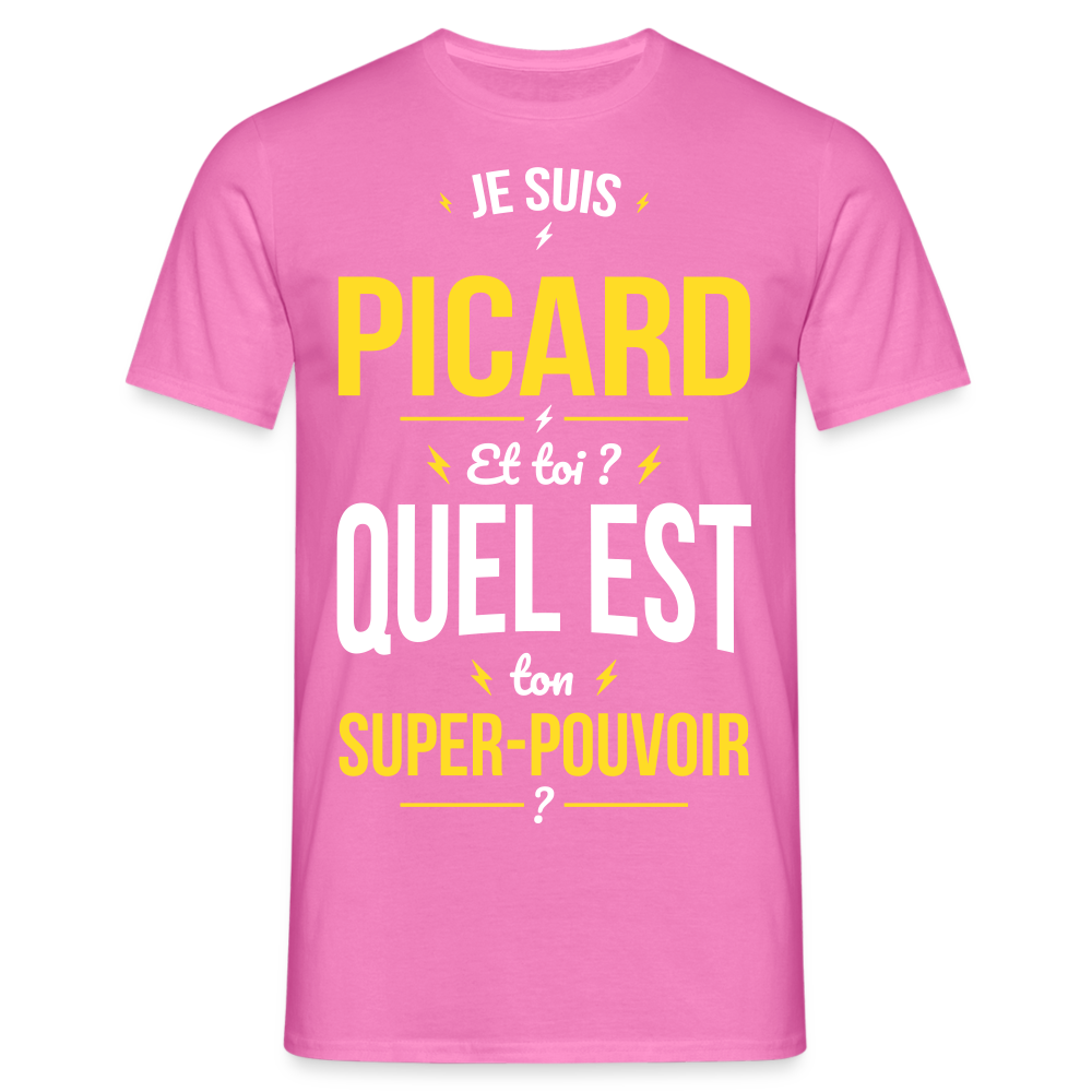 T-shirt Homme - Je suis Picard - Super-pouvoir - rose