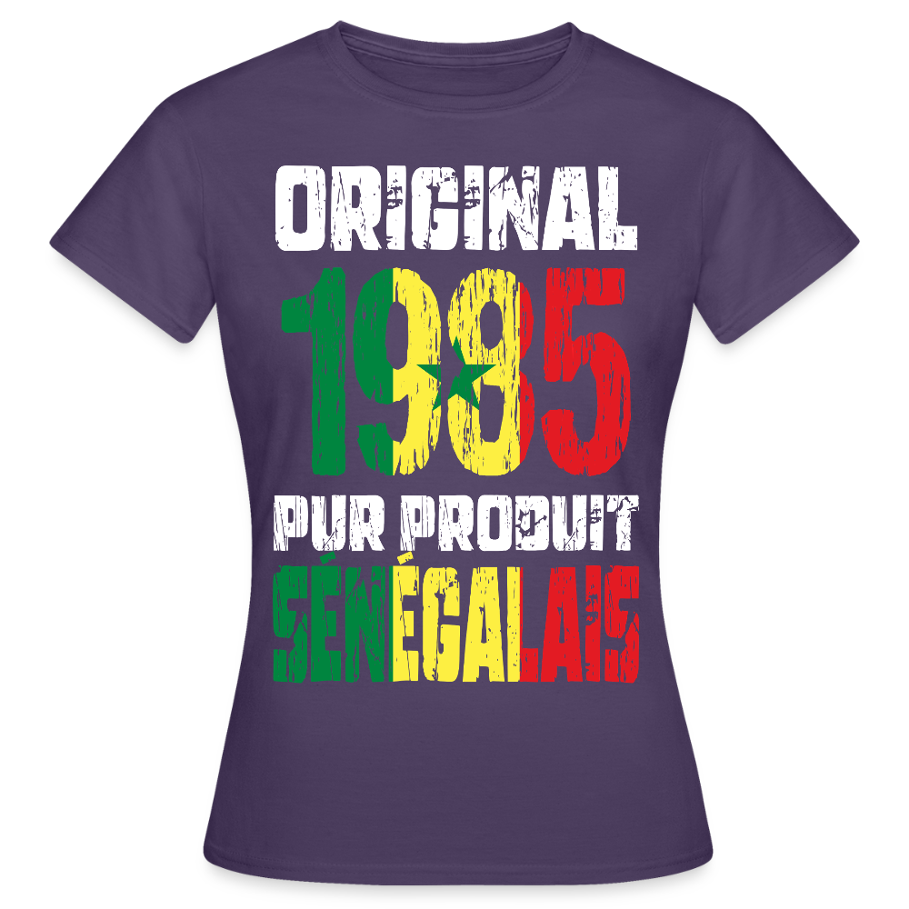 T-shirt Femme - Anniversaire 40 Ans - Original 1985 - Pur produit Sénégalais - violet foncé