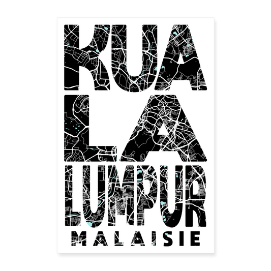 Poster Kuala Lumpur - Plan Kuala Lumpur - 40 x 60 cm - blanc