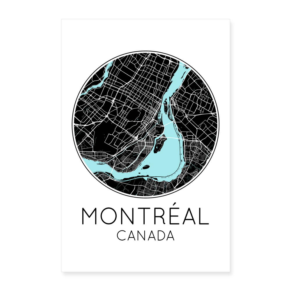 Poster Montréal - Plan Montréal - 40 x 60 cm - blanc