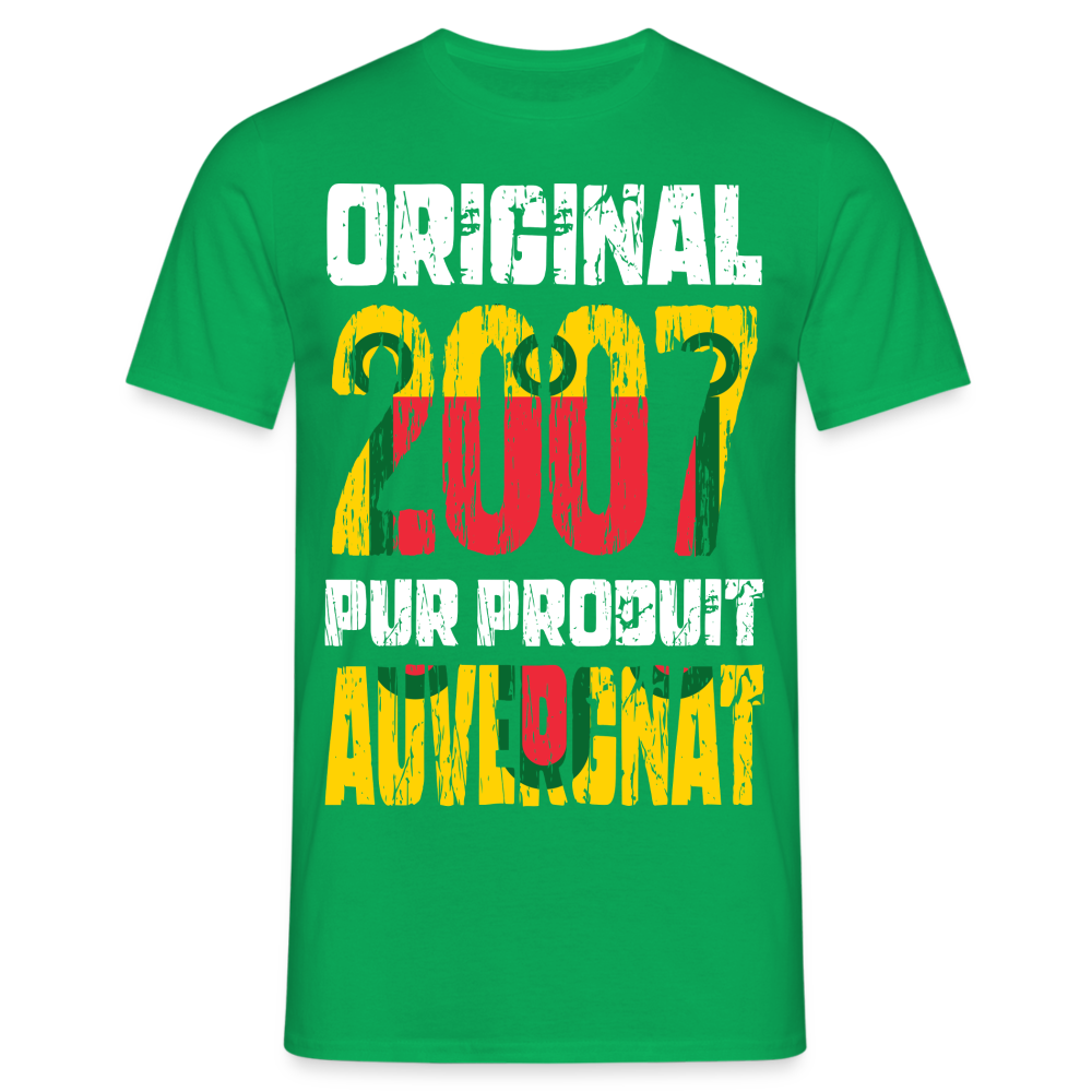 T-shirt Homme - Anniversaire 18 Ans - Original 2007 - Pur produit Auvergnat - vert