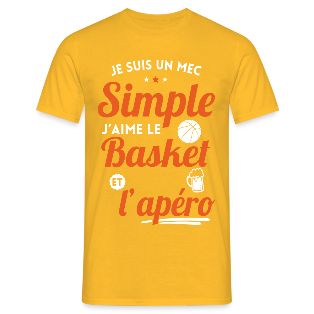 T-shirt Homme - J'aime le basket et l'apéro - jaune