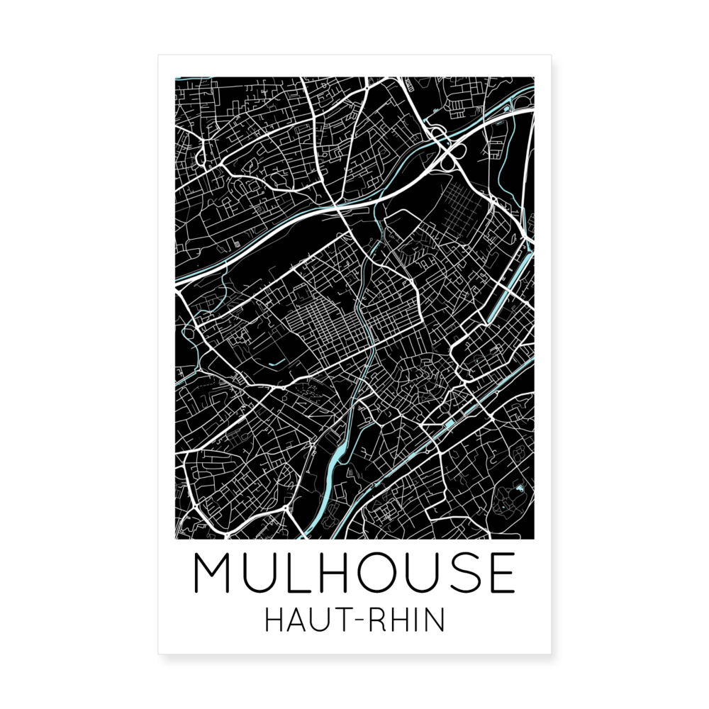 Poster Mulhouse - Plan Mulhouse - 20 x 30 cm - blanc