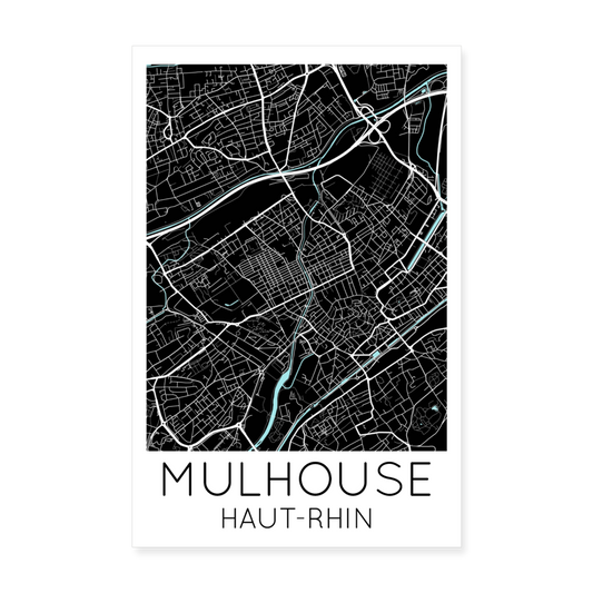 Poster Mulhouse - Plan Mulhouse - 20 x 30 cm - blanc