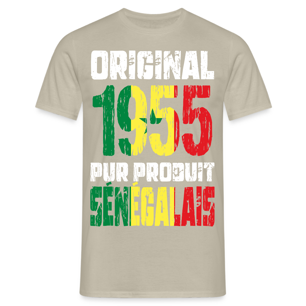 T-shirt Homme - Anniversaire 70 Ans - Original 1955 - Pur produit Sénégalais - beige sable