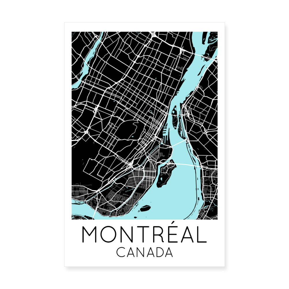 Poster Montréal - Plan Montréal - 20 x 30 cm - blanc