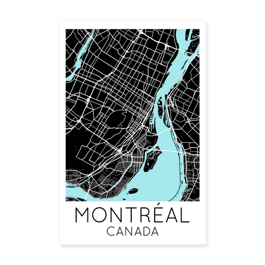 Poster Montréal - Plan Montréal - 20 x 30 cm - blanc