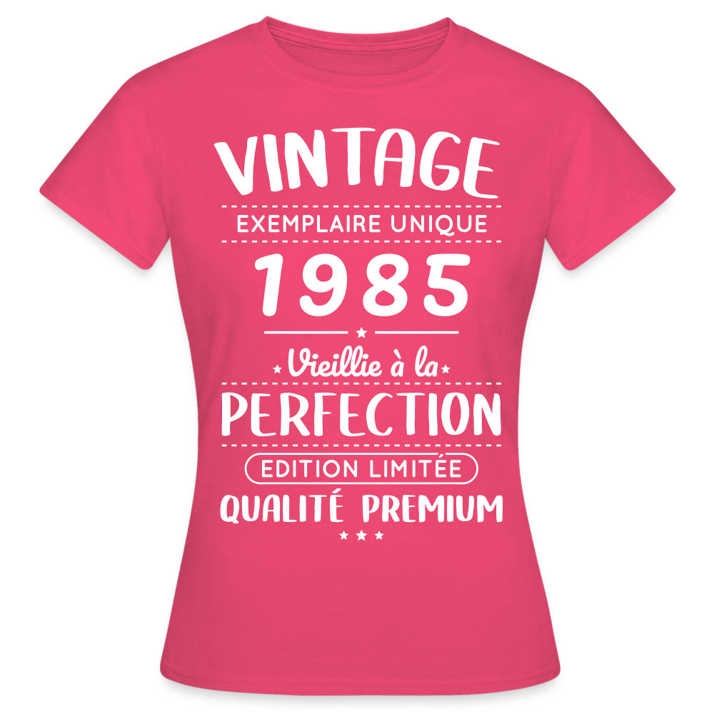 T-shirt Femme - Anniversaire 40 Ans - Vintage 1985 - rose azalée