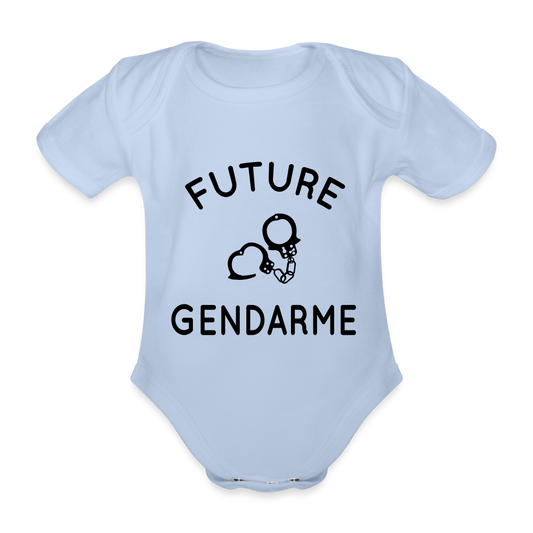 Body Bébé bio manches courtes - Future gendarme - ciel