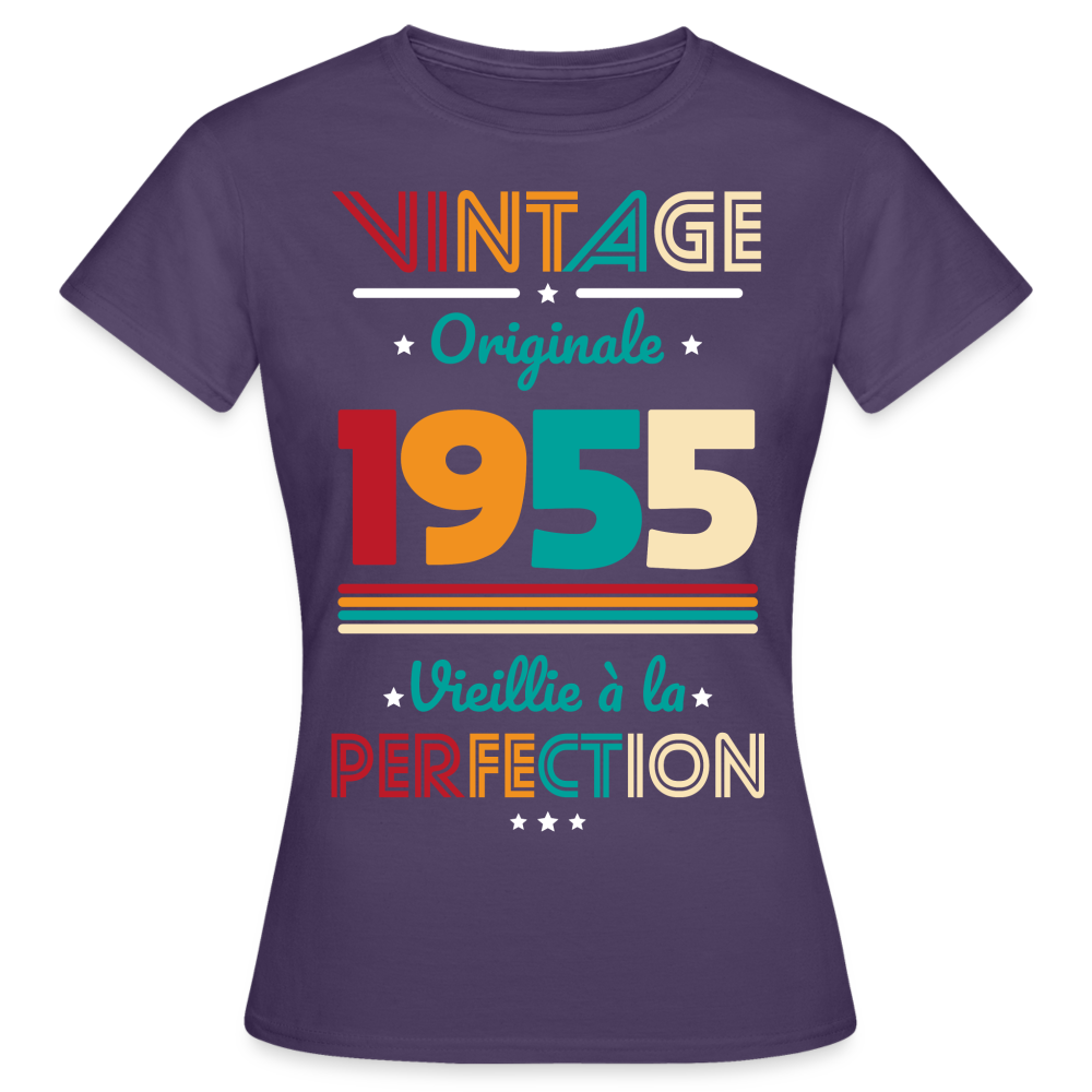 T-shirt Femme - Anniversaire 70 Ans - Vintage Originale 1955 - violet foncé