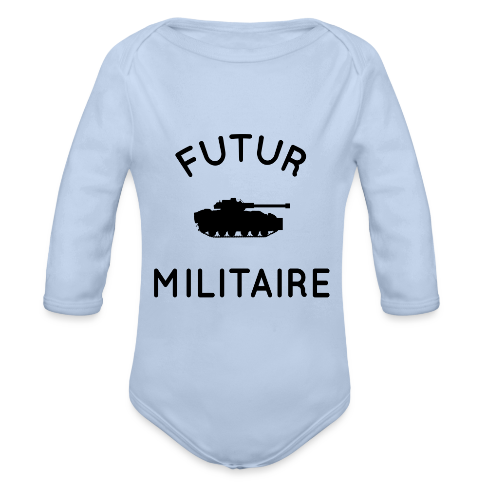 Body Bébé bio manches longues - Futur militaire - ciel