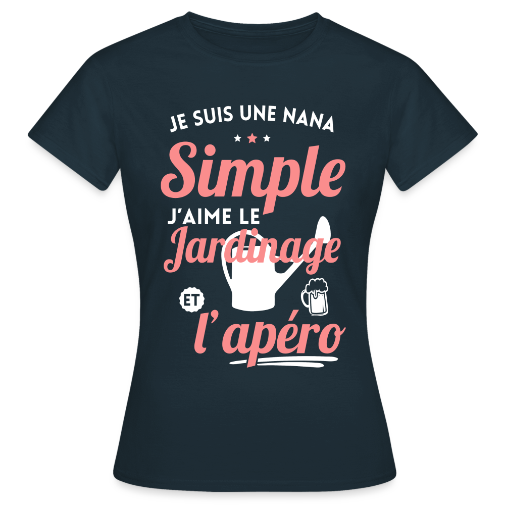 T-shirt Femme - J'aime le jardinage et l'apéro - marine