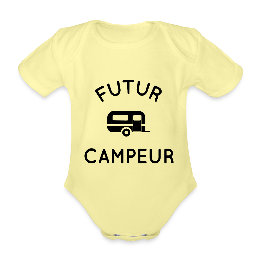 Body Bébé bio manches courtes - Futur campeur - jaune délavé