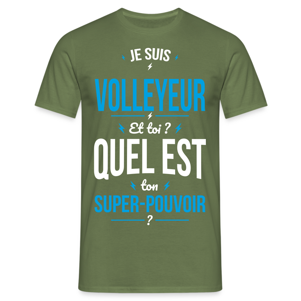 T-shirt Homme - Je suis volleyeur - Super-pouvoir - vert militaire