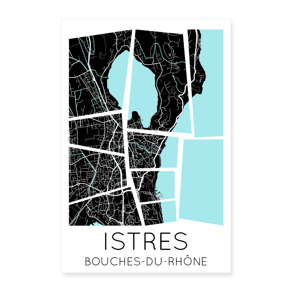 Poster Istres - Plan Istres - 60 x 90 cm - blanc