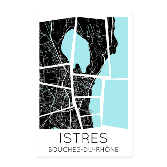 Poster Istres - Plan Istres - 60 x 90 cm - blanc