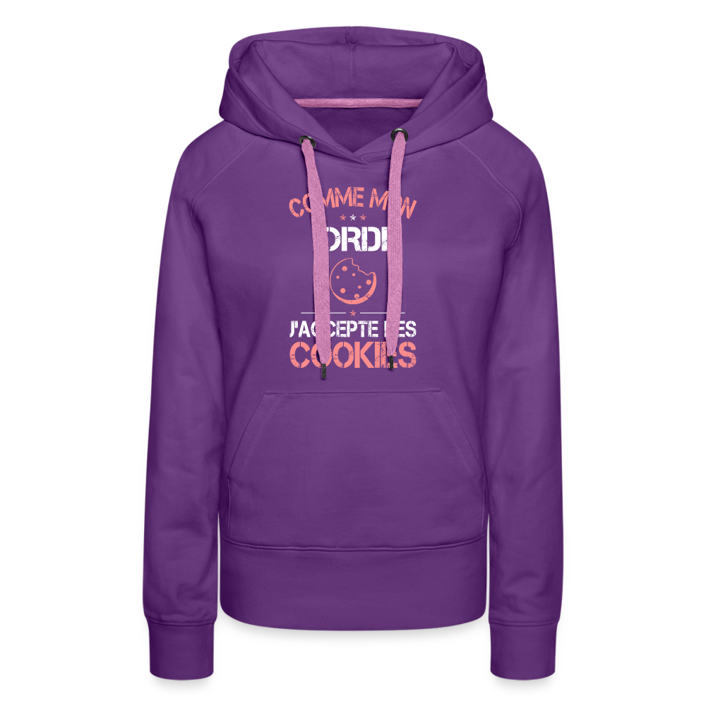 Sweat à capuche Premium Femme - Comme mon ordi j'accepte les cookies - violet