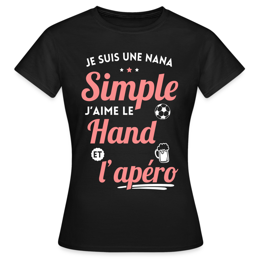 T-shirt Femme - J'aime le hand et l'apéro - noir