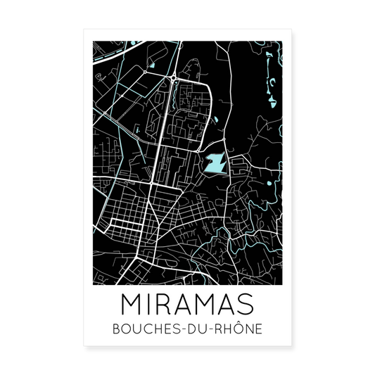 Poster Miramas - Plan Miramas - 20 x 30 cm - blanc