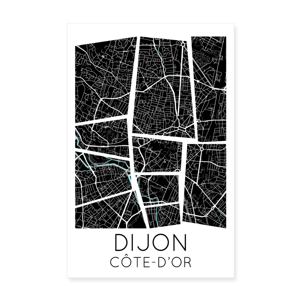 Poster Dijon - Plan Dijon - 20 x 30 cm - blanc