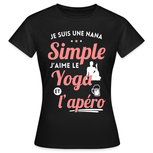 T-shirt Femme - J'aime le yoga et l'apéro - noir