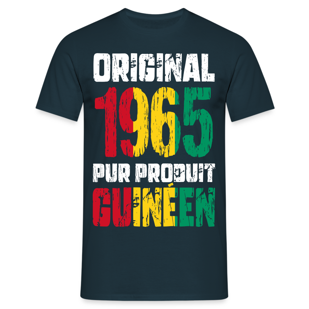 T-shirt Homme - Anniversaire 60 Ans - Original 1965 - Pur produit Guinéen - marine