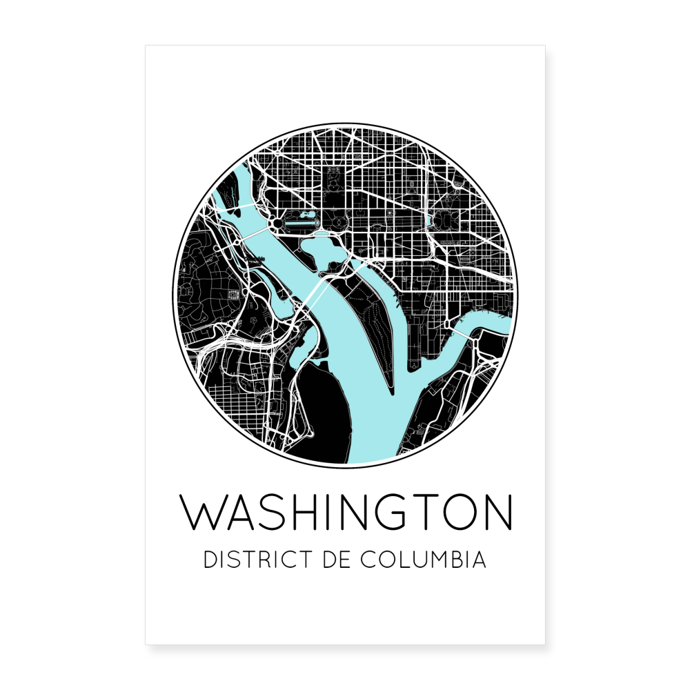 Poster Washington - Plan Washington - 40 x 60 cm - blanc