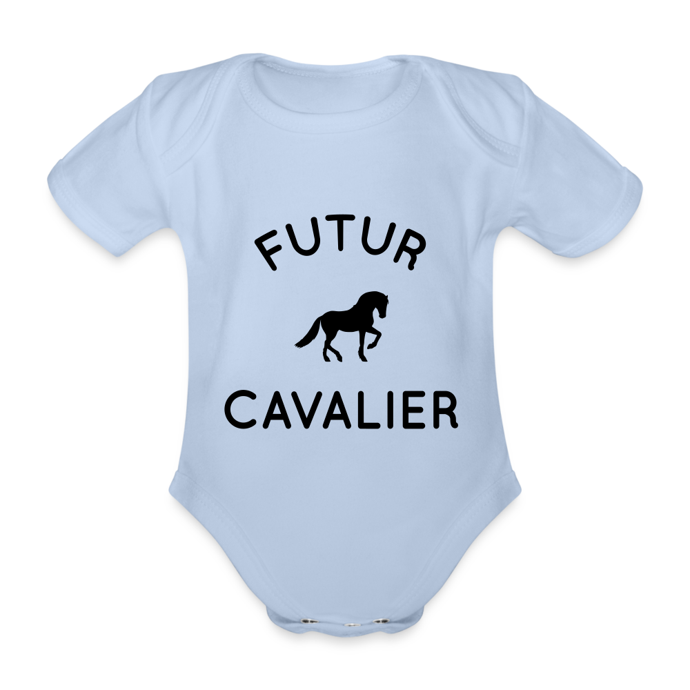 Body Bébé bio manches courtes - Futur cavalier - ciel