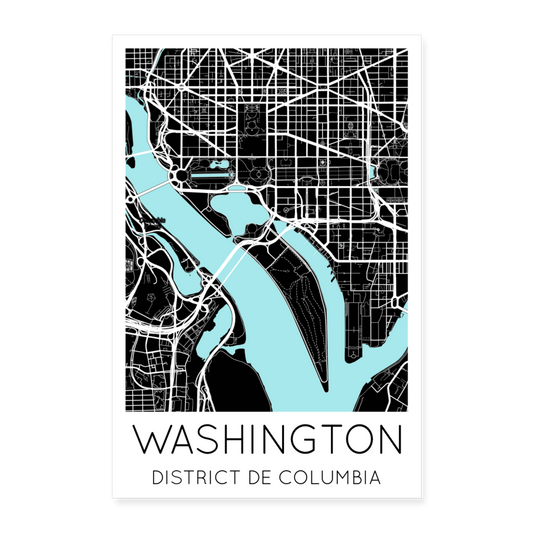 Poster Washington - Plan Washington - 40 x 60 cm - blanc