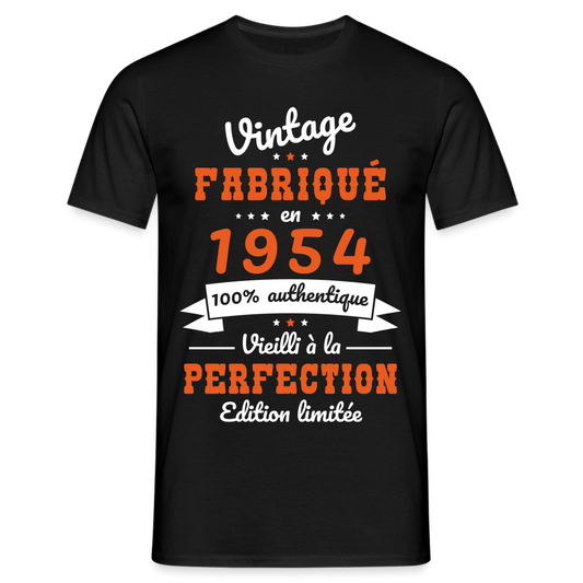 T-shirt Homme - Anniversaire 71 Ans - Vintage Fabriqué en 1954 - noir