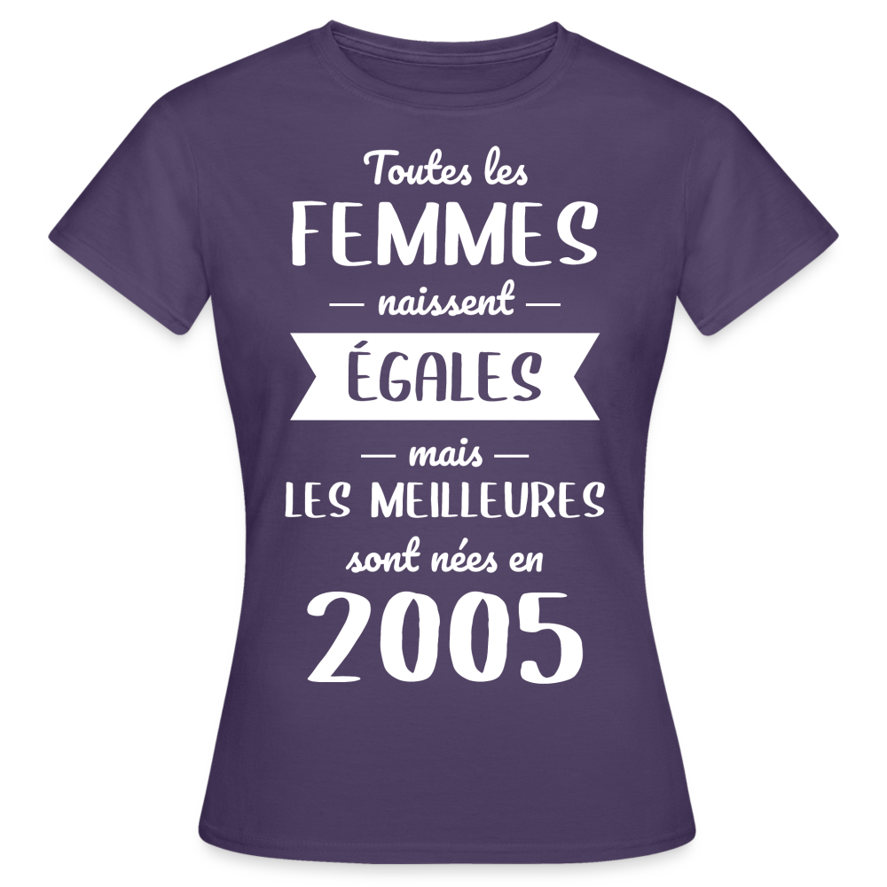 T-shirt Femme - Anniversaire 20 Ans - Les meilleures sont nées en 2005 - violet foncé