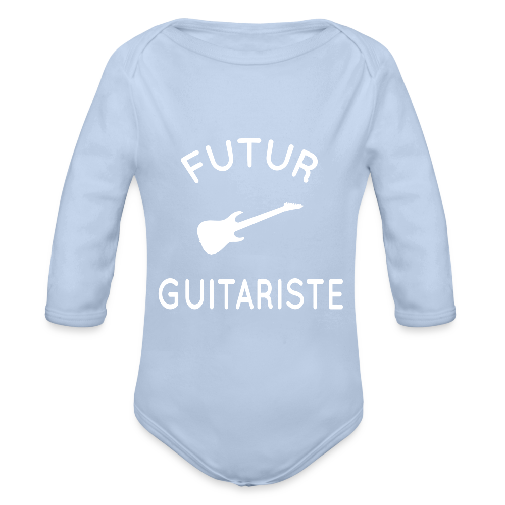 Body Bébé bio manches longues - Futur guitariste - ciel