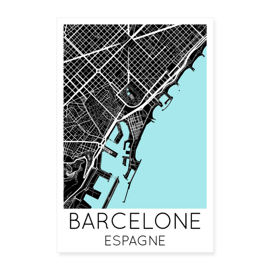 Poster Barcelone - Plan Barcelone - 60 x 90 cm - blanc