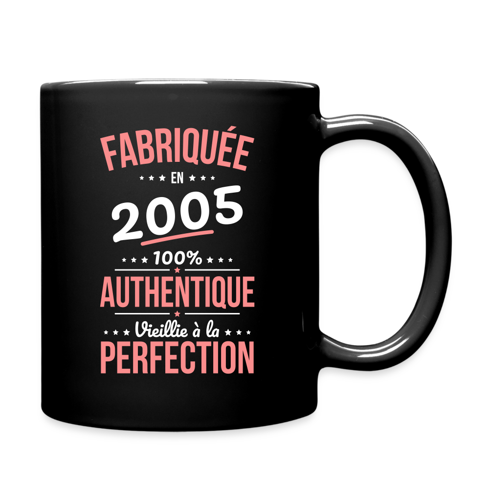 Mug uni - Anniversaire 20 Ans - Fabriquée en 2005 - noir