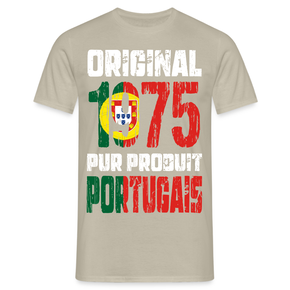 T-shirt Homme - Anniversaire 50 Ans - Original 1975 - Pur produit Portugais - beige sable