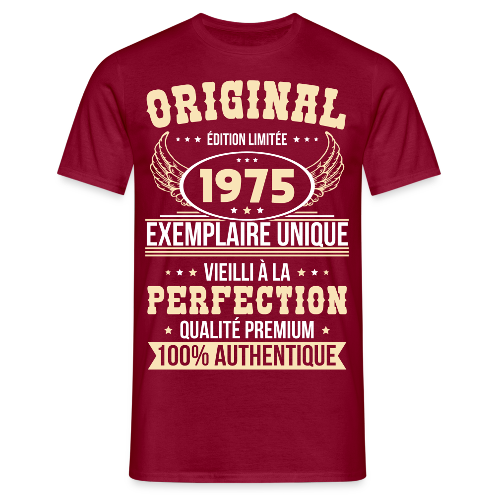 T-shirt Homme - Anniversaire 50 Ans - Original 1975 - rouge brique