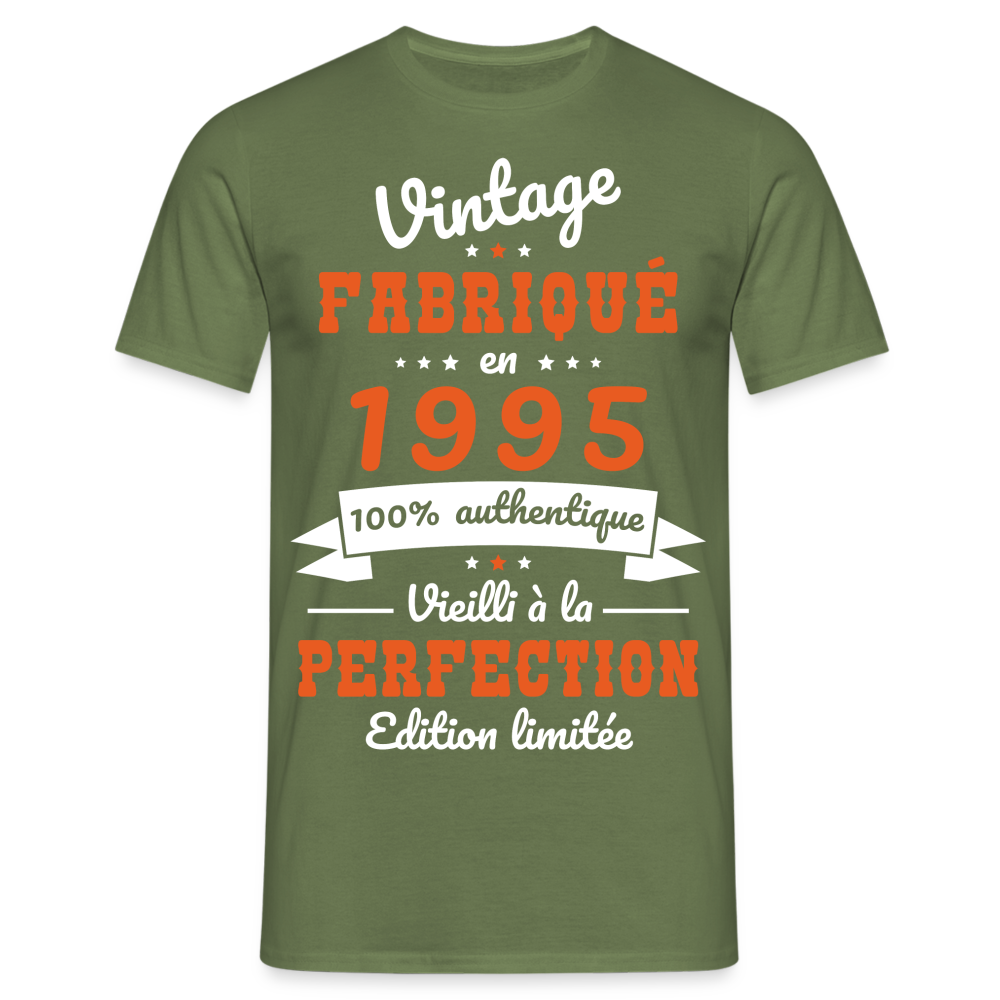 T-shirt Homme - Anniversaire 30 Ans - Vintage fabriqué en 1995 - vert militaire