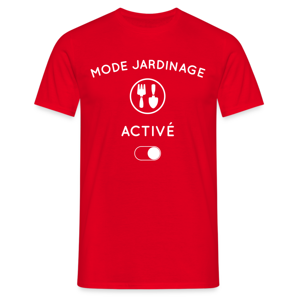 T-shirt Homme - Mode jardinage activé - rouge