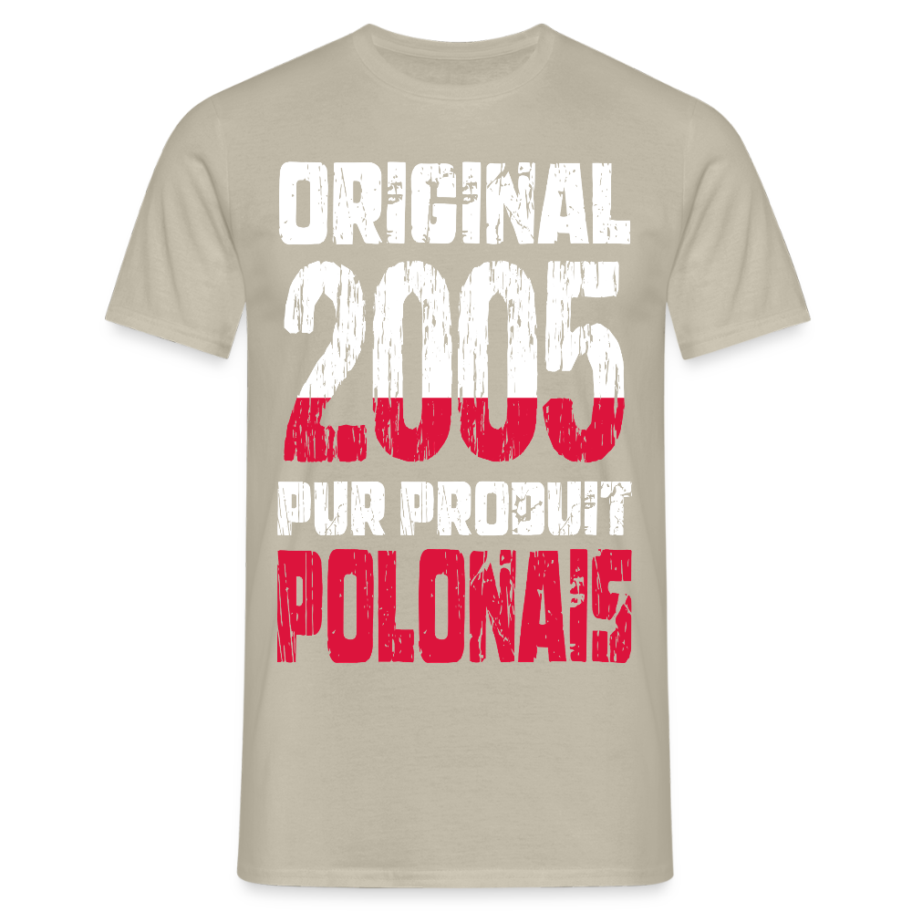 T-shirt Homme - Anniversaire 20 Ans - Original 2005 - Pur produit Polonais - beige sable