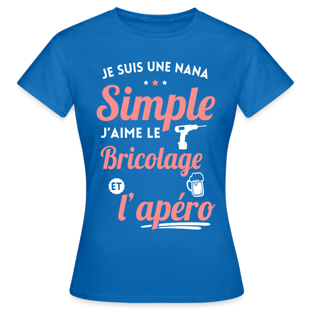 T-shirt Femme - J'aime le bricolage et l'apéro - bleu royal