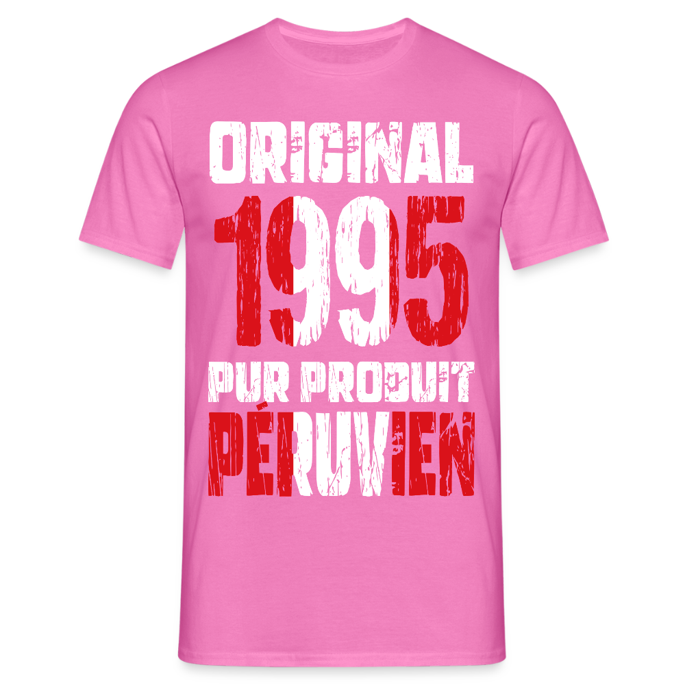 T-shirt Homme - Anniversaire 30 Ans - Original 1995 - Pur produit Péruvien - rose