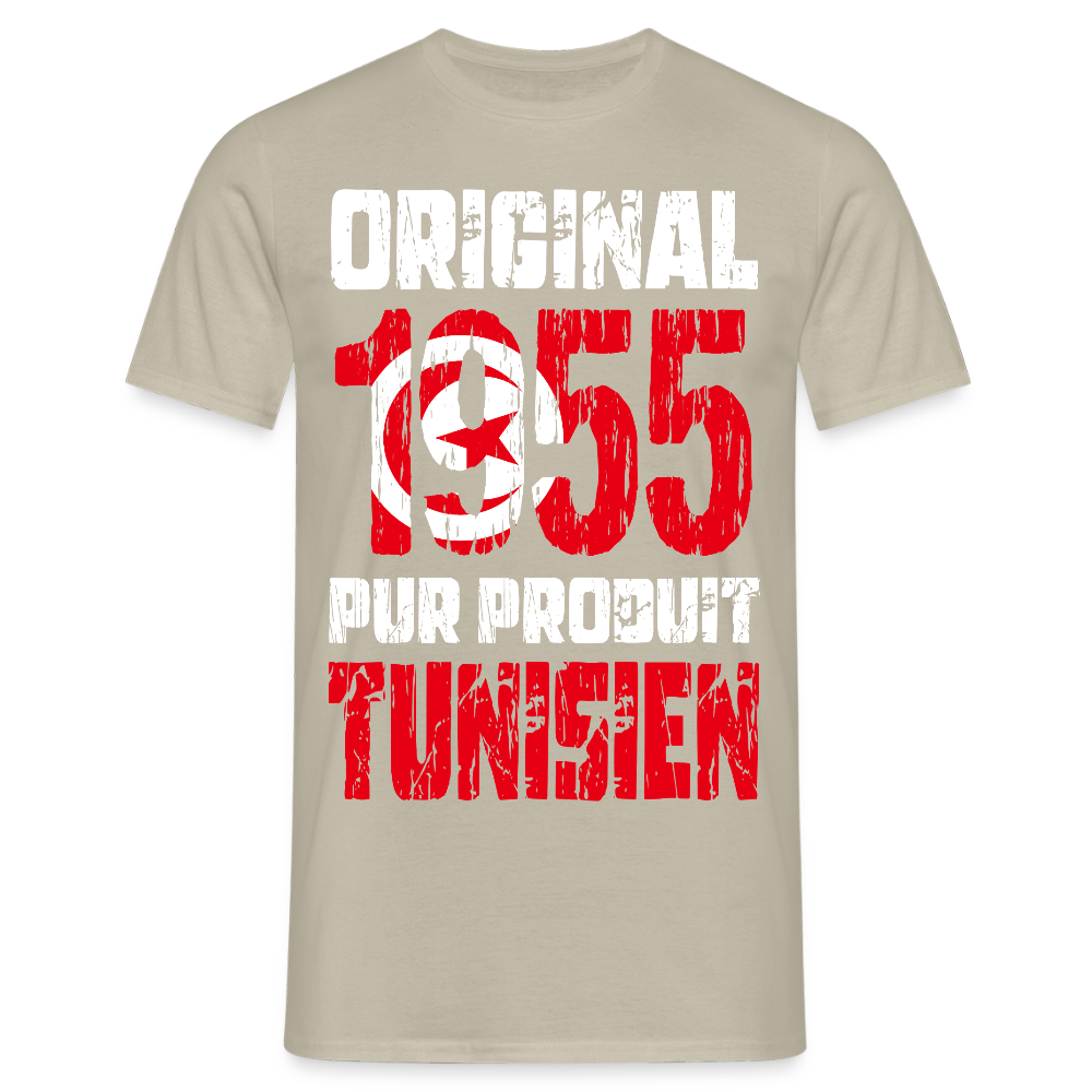 T-shirt Homme - Anniversaire 70 Ans - Original 1955 - Pur produit Tunisien - beige sable