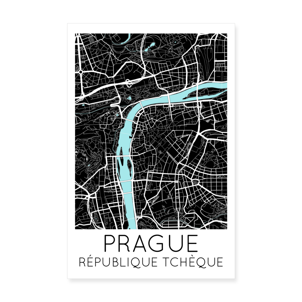 Poster Prague - Plan Prague - 20 x 30 cm - blanc